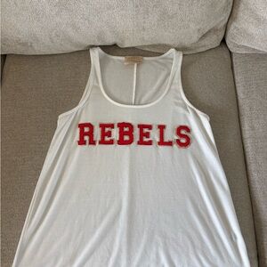 Judith March White Scoop Neck Tank with Gold Logo Tag